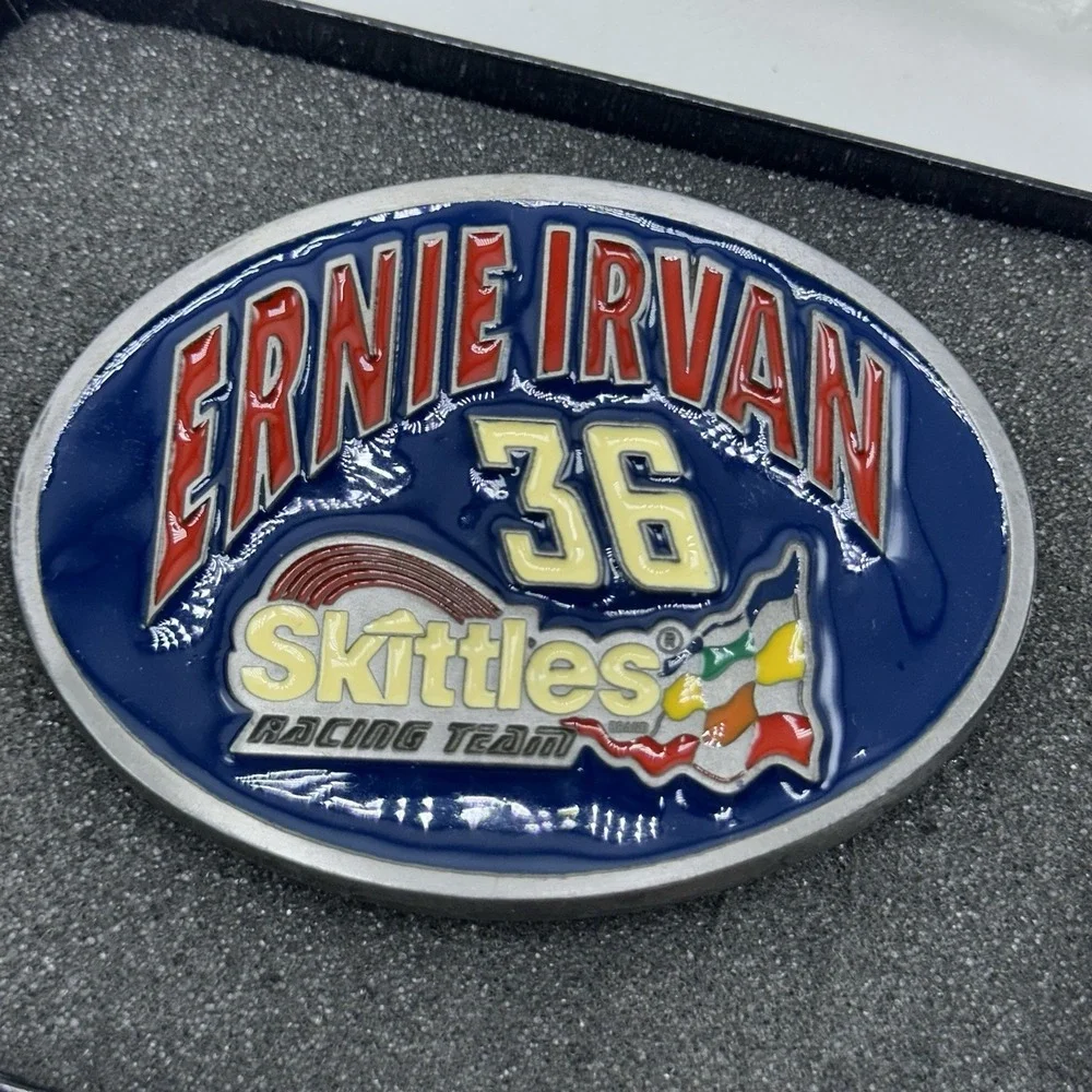 VTG‎ 1998 Ernie Irvan 36 Skittles NASCAR Belt Buckle NOS New In Box Pewter Resin